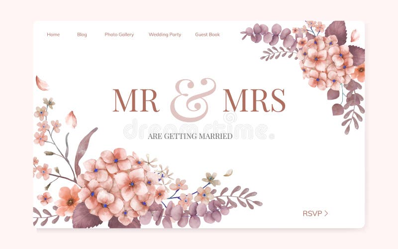 Conception florale de site Web d'invitation de mariage illustration libre de droits Conception florale de site Web d'invitation de mariage illustration libre de droits