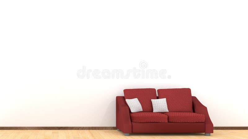Conception int?rieure moderne de salon avec le sofa rouge sur le plancher en bois Le blanc amortit des ?l?ments Concept ? la mais illustration de vecteur Conception int?rieure moderne de salon avec le sofa rouge sur le plancher en bois Le blanc amortit des ?l?ments Concept ? la mais illustration de vecteur