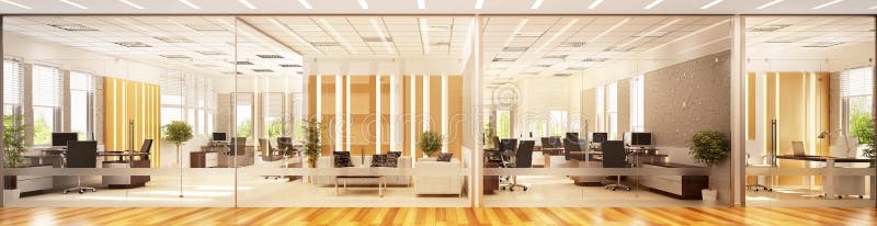 Conception intérieure moderne de grands bureaux images libres de droits