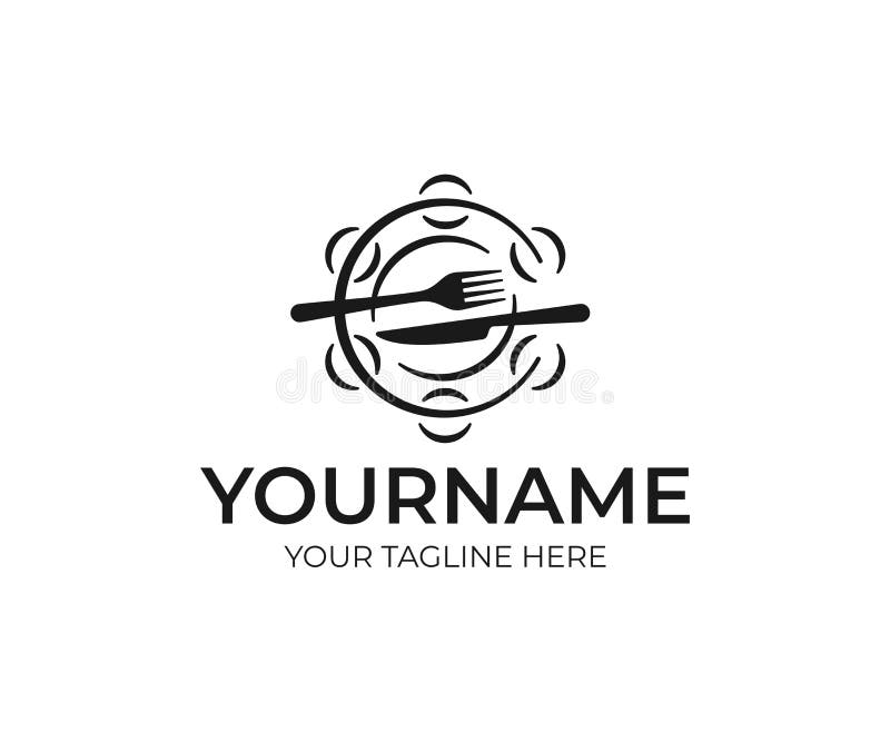 Conception Moleculaire De Logo De Gastronomie Structure Moleculaire Avec La Fourchette Le Couteau De Table Et La Conception De V Illustration De Vecteur Illustration Du Logo Moleculaire