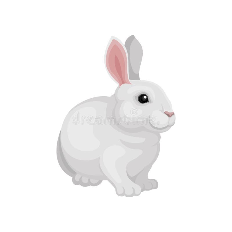 Conception plate de vecteur de lapin adorable Animal mammifère mignon Lapin blanc avec de longues oreilles roses Animal familier illustration stock Conception plate de vecteur de lapin adorable Animal mammifère mignon Lapin blanc avec de longues oreilles roses Animal familier illustration stock