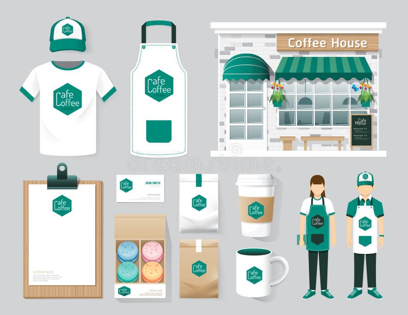 Conception réglée d'avant de boutique de café de restaurant de vecteur, insecte, menu, packa illustration libre de droits Conception réglée d'avant de boutique de café de restaurant de vecteur, insecte, menu, packa illustration libre de droits