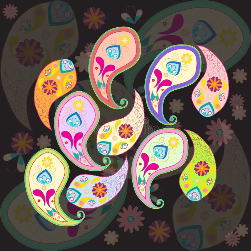 conception sans joint de Paisley Détail d'art populaire traditionnel l'Inde illustration libre de droits conception sans joint de Paisley Détail d'art populaire traditionnel l'Inde illustration libre de droits