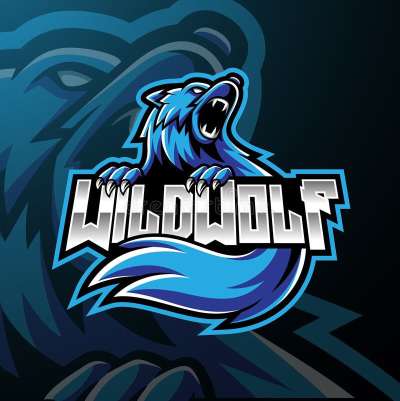 Conception sauvage de logo de mascotte de loup illustration libre de droits