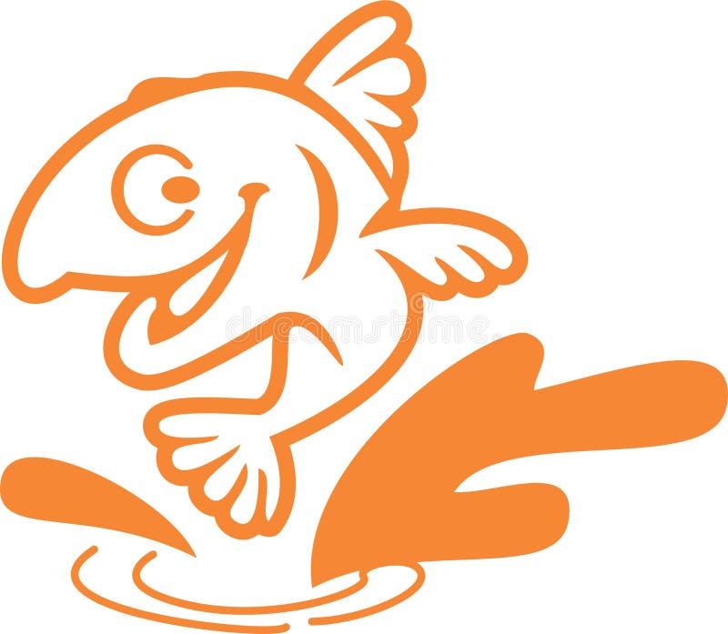 Conception simple Logo Vector de personnage de dessin animé de poissons illustration libre de droits Conception simple Logo Vector de personnage de dessin animé de poissons illustration libre de droits