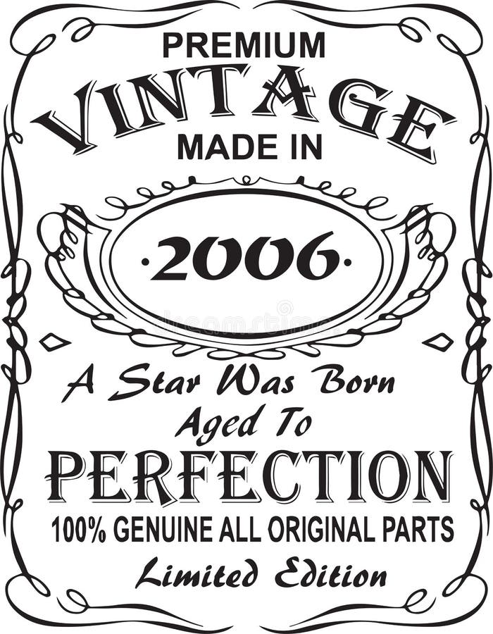 Conception vectorielle d'impression de T-shirt Le cru de la meilleure qualité a fait en 2006 une étoile a été soutenu a vieilli à illustration libre de droits Conception vectorielle d'impression de T-shirt Le cru de la meilleure qualité a fait en 2006 une étoile a été soutenu a vieilli à illustration libre de droits