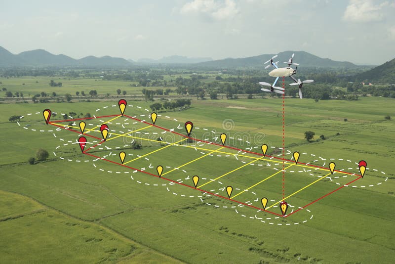 Concepto agrícola elegante, uso del abejón una tecnología en ingenio de la agricultura imagen de archivo Concepto agrícola elegante, uso del abejón una tecnología en ingenio de la agricultura imagen de archivo