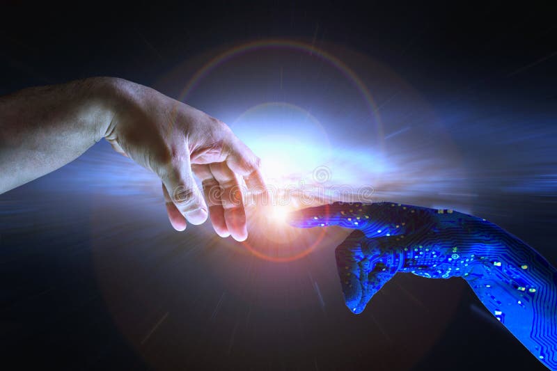 Concepto AI de la inteligencia artificial y humanidad imagen de archivo Concepto AI de la inteligencia artificial y humanidad imagen de archivo