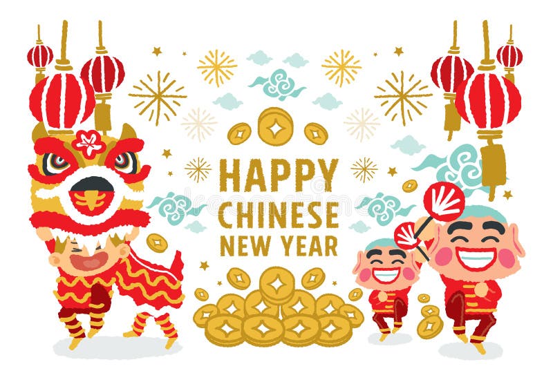 Concepto chino del vector de Lion Dancing del Año Nuevo
