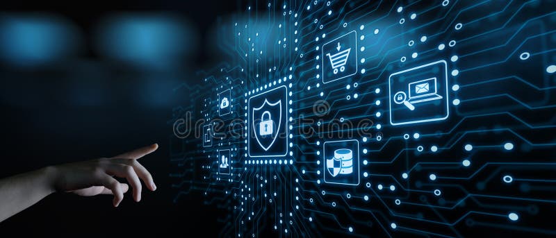 Concepto cibernético de la tecnología de Internet del negocio de la privacidad de la seguridad de la protección de datos