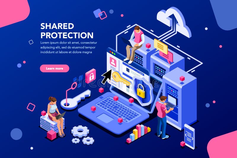 Concepto compartido del web hosting de la protección stock de ilustración Concepto compartido del web hosting de la protección stock de ilustración