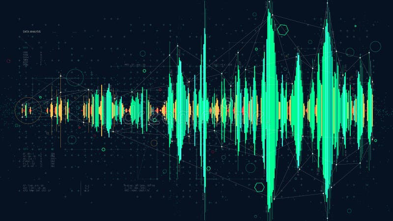 Concepto de alta tecnología del diagrama de la onda de la frecuencia de la tecnología digital, hud futurista que visualiza dato libre illustration