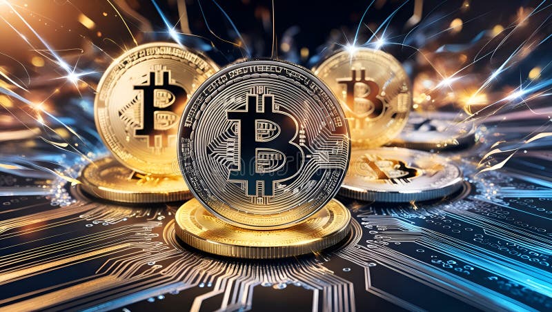 Concepto de Bitcoin y criptomoneda imagenes de archivo