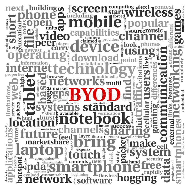 Concepto de BYOD en nube de la etiqueta libre illustration Concepto de BYOD en nube de la etiqueta libre illustration