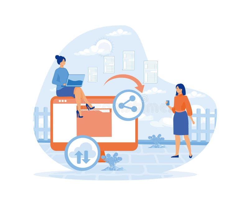 Concepto de compartir transferencia de datos de archivos de transferencia de documentación administración de archivos de servicio libre illustration
