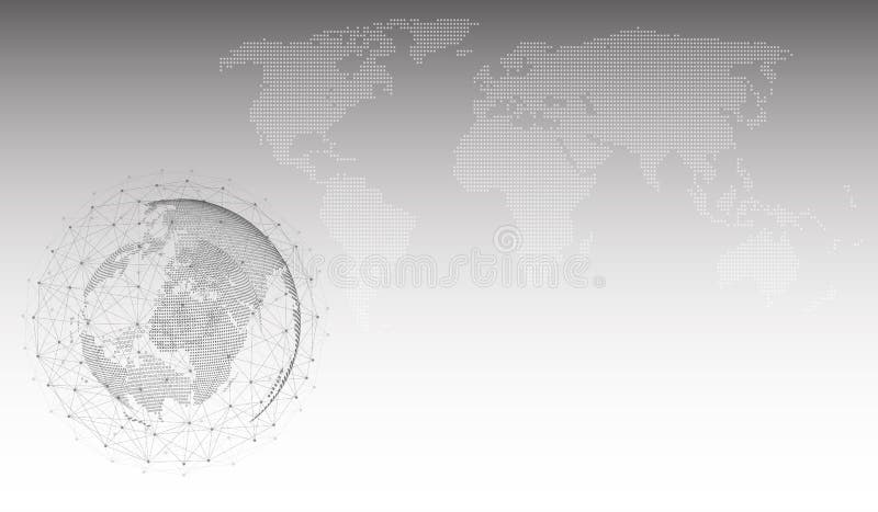 Concepto de conexión de red global y conexiones de datos. Conexión de red global ilustración vectorial tecnología internet exitosa modelo de alambres de fondo financiero