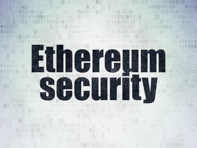 Concepto de Cryptocurrency: Seguridad de Ethereum en fondo del papel de datos de Digitaces libre illustration Concepto de Cryptocurrency: Seguridad de Ethereum en fondo del papel de datos de Digitaces libre illustration