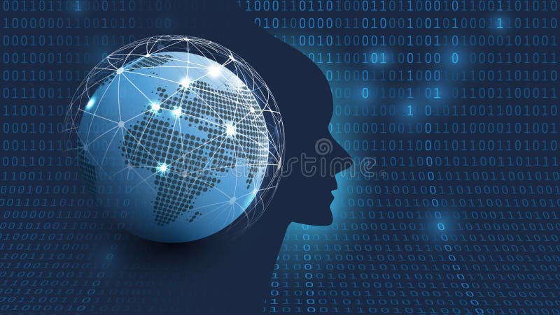 Concepto de diseño de inteligencia artificial de aprendizaje de máquina futurista azul oscuro libre illustration