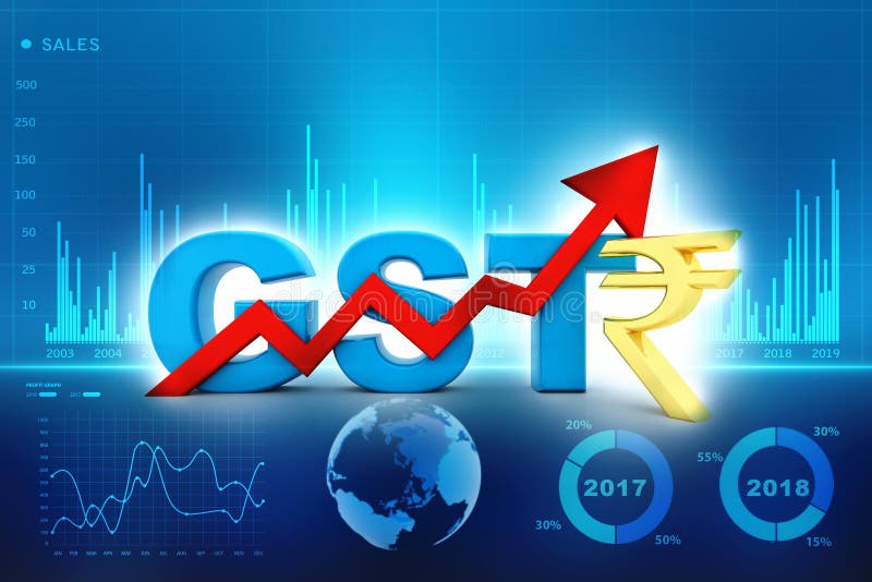 Concepto de GST la India con la bandera india 3d rinden. 3d concepto aislado en el fondo blanco, concepto de la India del impuesto del ejemplo GST del impuesto sobre la prestación de servicios de las mercancías