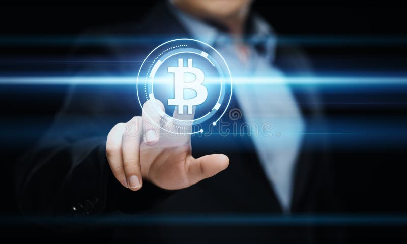 Concepto de Internet del negocio de la tecnología de la moneda de la moneda BTC del pedazo de Bitcoin Cryptocurrency Digital fotografía de archivo
