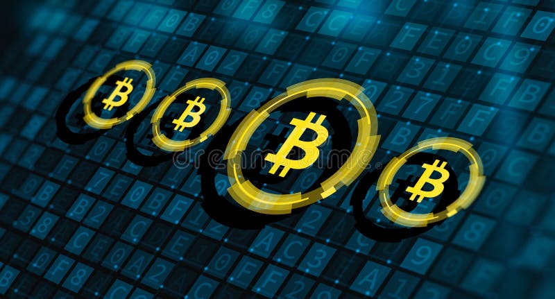 Concepto de Internet del negocio de la tecnolog? a de la moneda de la moneda BTC del pedazo de Bitcoin Cryptocurrency Digital imagenes de archivo