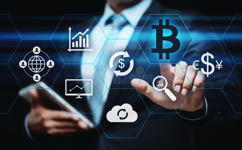 Concepto de Internet del negocio de la tecnología de la moneda de la moneda BTC del pedazo de Bitcoin Cryptocurrency Digital foto de archivo libre de regalías