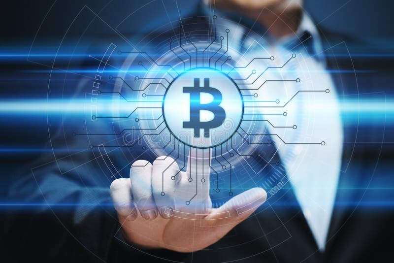 Concepto de Internet del negocio de la tecnología de la moneda de la moneda BTC del pedazo de Bitcoin Cryptocurrency Digital fotografía de archivo