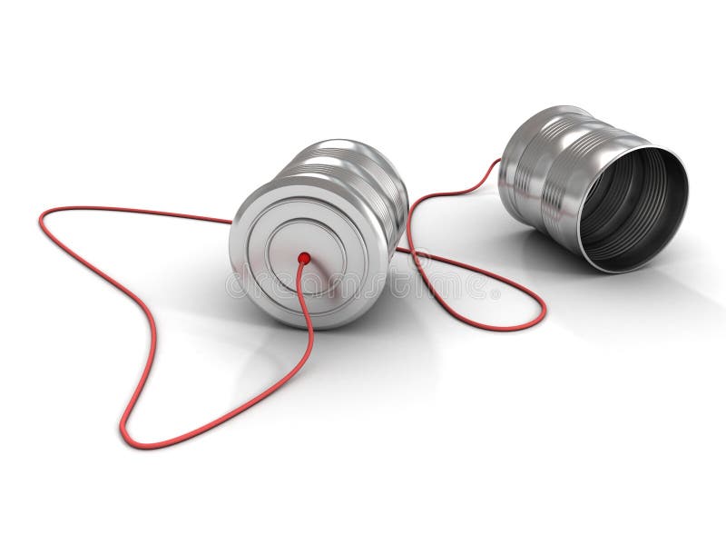 Concepto de la comunicación con el teléfono de la poder de estaño en blanco fotografía de archivo