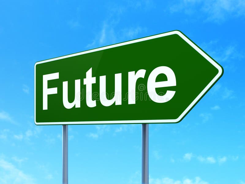 Concepto de la cronología: Futuro en fondo de la señal de tráfico stock de ilustración Concepto de la cronología: Futuro en fondo de la señal de tráfico stock de ilustración