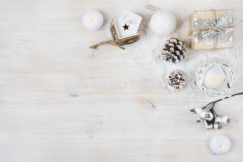 Concepto de la decoración del tiempo de la Navidad Fondo de las vacaciones de invierno foto de archivo
