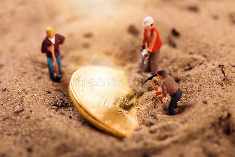 Concepto de minería de criptomoneda Bitcoin fotografía de archivo