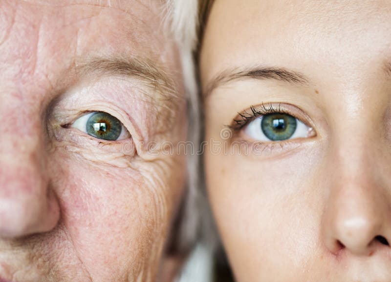 Concepto de la genética de los ojos verdes de la generación de la familia
