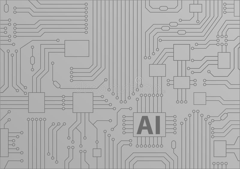 Concepto de la inteligencia artificial/AI como fondo con la CPU/los microchipes stock de ilustración Concepto de la inteligencia artificial/AI como fondo con la CPU/los microchipes stock de ilustración