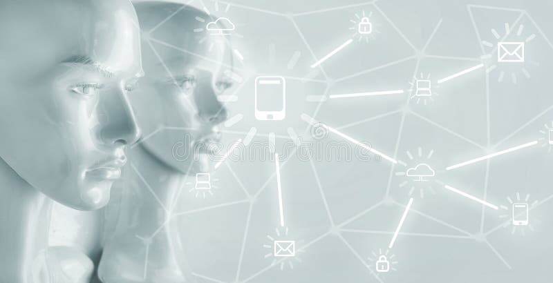 Concepto de la inteligencia artificial - Internet, red, globalizati imagenes de archivo Concepto de la inteligencia artificial - Internet, red, globalizati imagenes de archivo