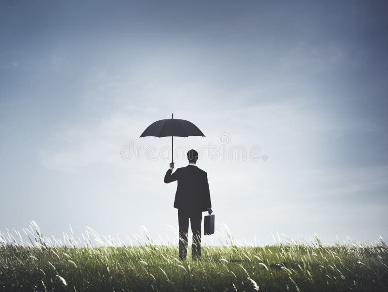 Businessman Umbrella Protection Risk Freedom Concept. Businessman Umbrella Protection Risk Freedom Concept.