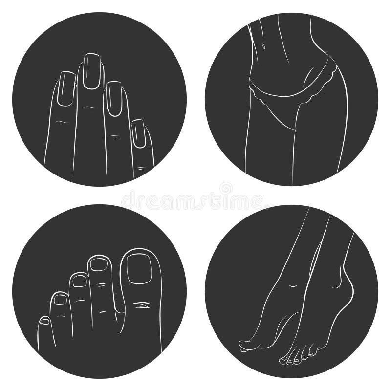 Concepto de la manicura, de la pedicura y del bodycare Sistema del icono ilustración del vector Concepto de la manicura, de la pedicura y del bodycare Sistema del icono ilustración del vector