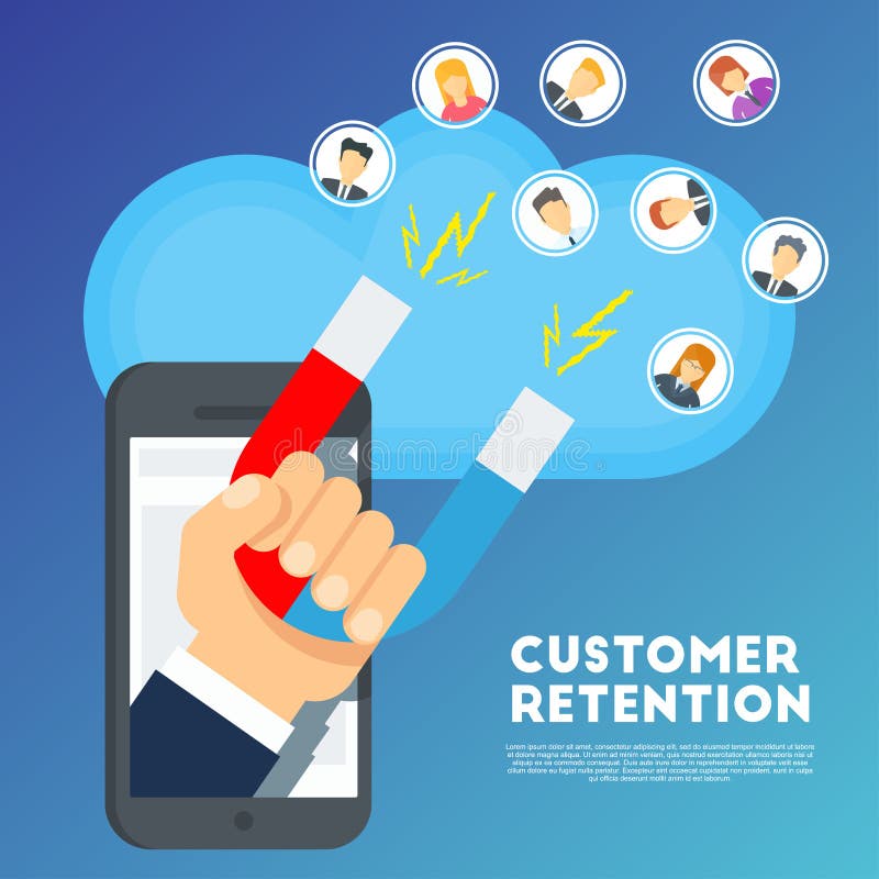 Concepto de la retención del cliente Estrategia de marketing de la compañía stock de ilustración Concepto de la retención del cliente Estrategia de marketing de la compañía stock de ilustración