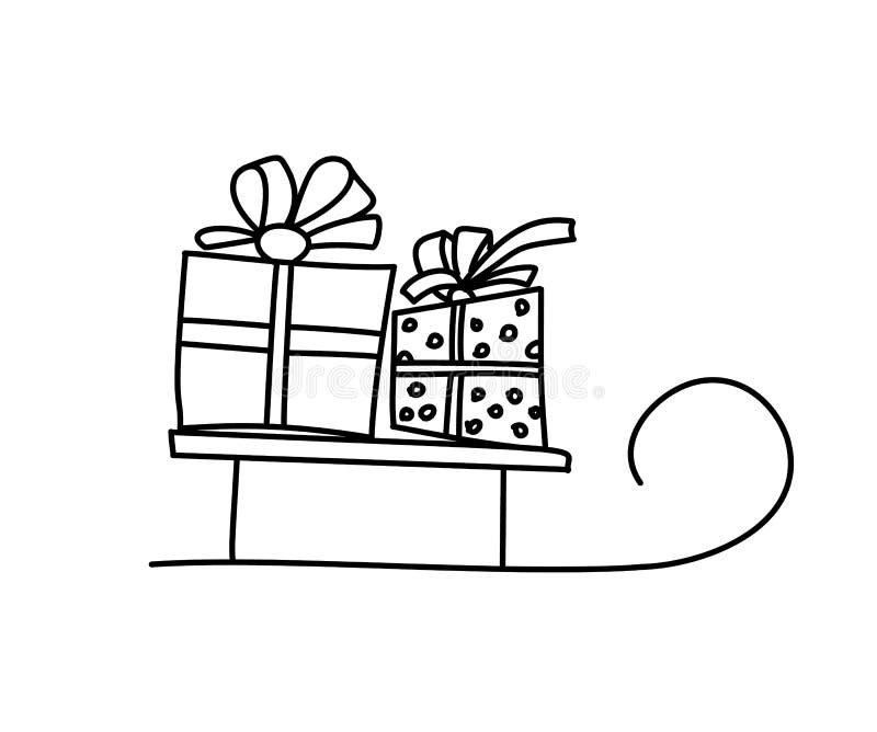 Concepto de la tarjeta de la Feliz Navidad Trineo de Papá Noel con dos cajas de regalo Presentes y regalos Ilustración aislada de libre illustration Concepto de la tarjeta de la Feliz Navidad Trineo de Papá Noel con dos cajas de regalo Presentes y regalos Ilustración aislada de libre illustration