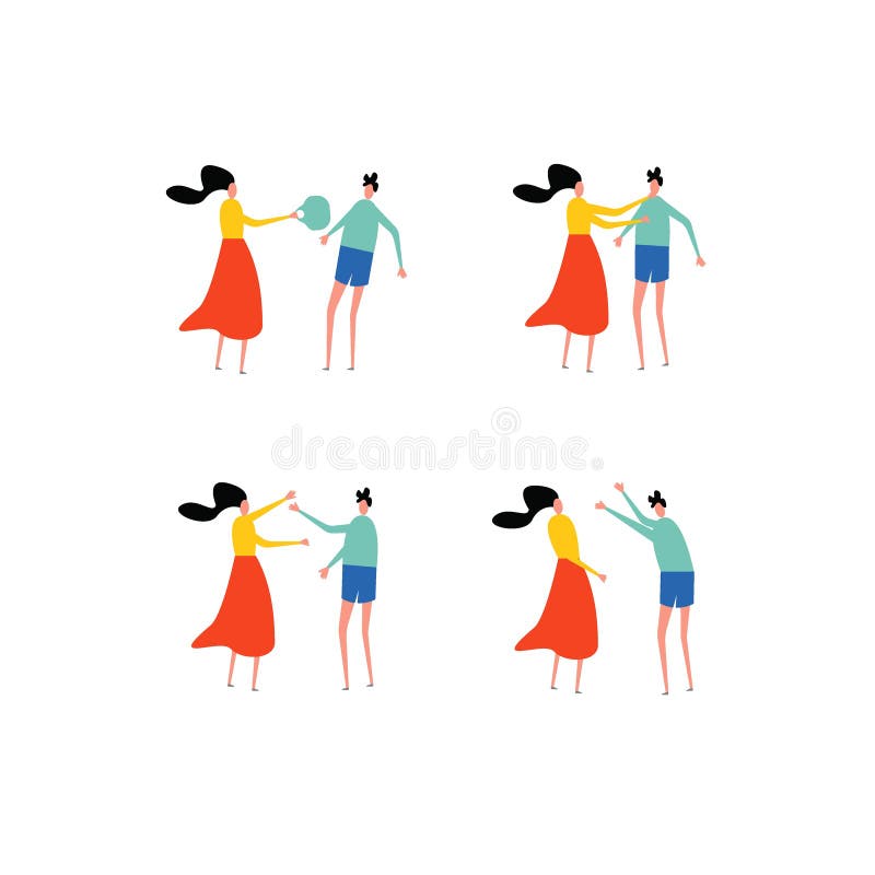 Concepto de la violencia en el hogar Situaciones del conflicto de la familia comportamiento inadecuado ilustración del vector Concepto de la violencia en el hogar Situaciones del conflicto de la familia comportamiento inadecuado ilustración del vector