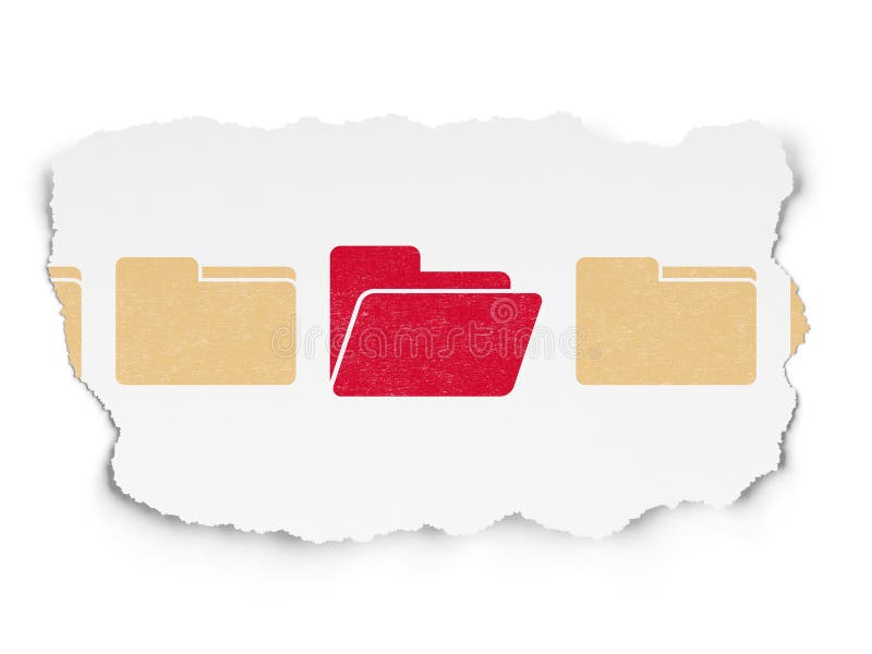 Concepto de las finanzas: icono de la carpeta en el papel rasgado ilustración del vector Concepto de las finanzas: icono de la carpeta en el papel rasgado ilustración del vector