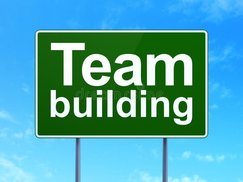 Concepto de las finanzas: Team Building en fondo de la señal de tráfico libre illustration Concepto de las finanzas: Team Building en fondo de la señal de tráfico libre illustration