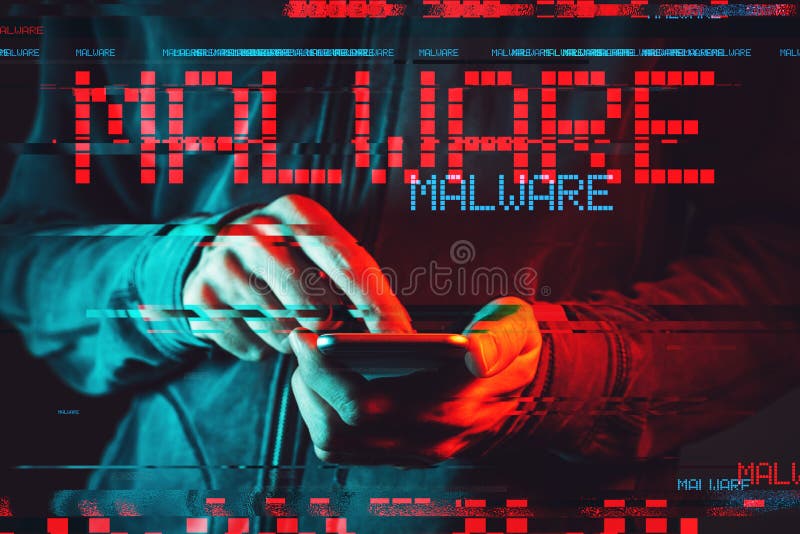 Concepto de Malware con la persona que usa smartphone fotografía de archivo Concepto de Malware con la persona que usa smartphone fotografía de archivo