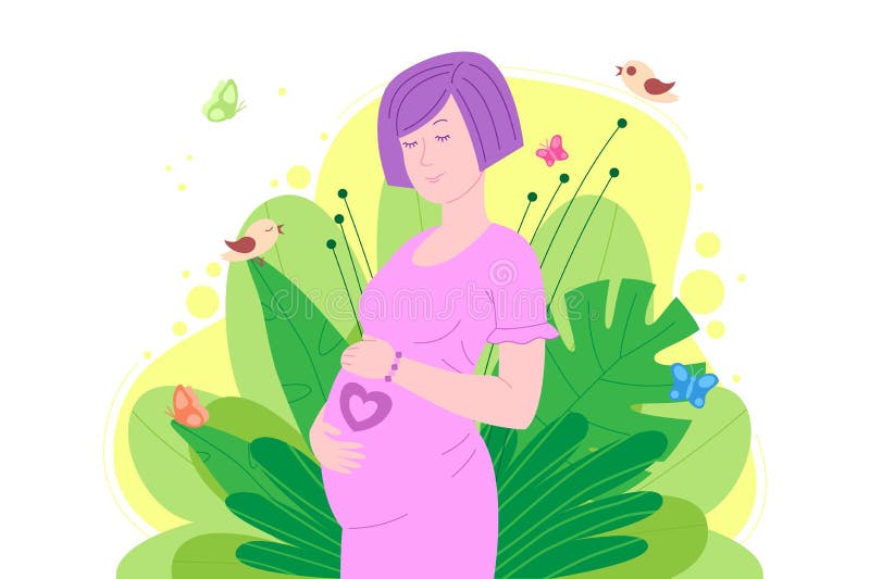 Concepto De Mujer Embarazada Ilustración del Vector - Ilustración de  newborn, pelo: 213642023