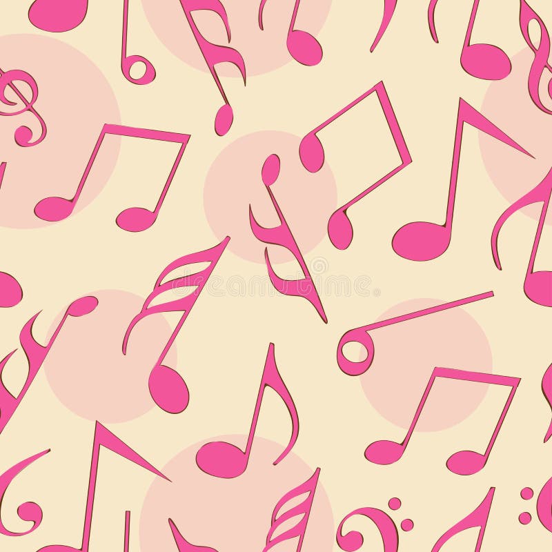 Concepto De Notas Musicales En Color Rosado Stock de ilustración