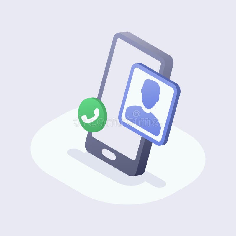 Concepto de perfil de usuario de llamadas de teléfono móvil con estilo isométrico moderno libre illustration