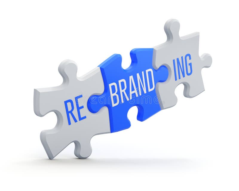 Concepto de Rebranding con el rompecabezas ilustración del vector Concepto de Rebranding con el rompecabezas ilustración del vector