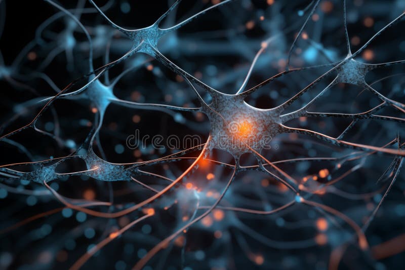 Neural network concept. Artificial intelligence nerve fiber synapse connection. Computer intellect learning and development. Generative AI. Neural network concept. Artificial intelligence nerve fiber synapse connection. Computer intellect learning and development. Generative AI