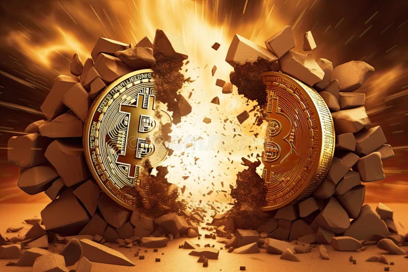 Concepto de reducción a la mitad de bitcoin imagenes de archivo