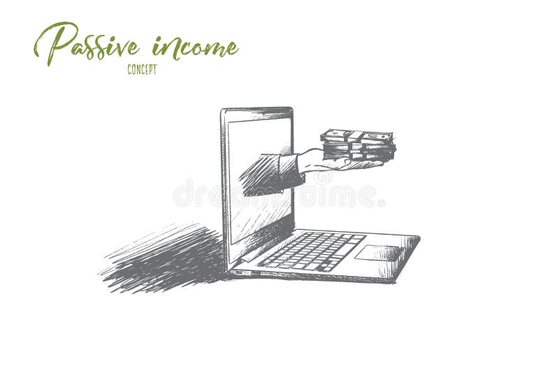 Concepto de renta pasiva Vector aislado dibujado mano stock de ilustración Concepto de renta pasiva Vector aislado dibujado mano stock de ilustración