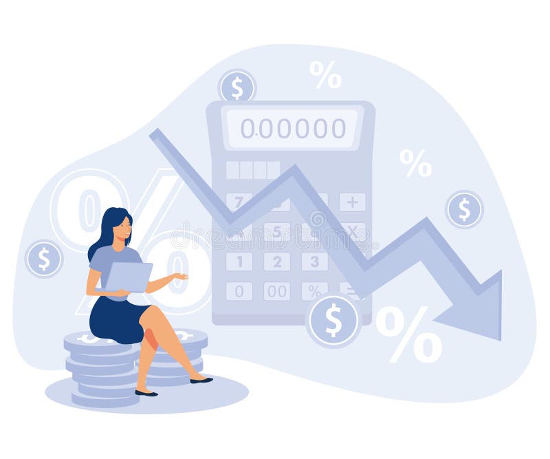 Concepto de servicios de contabilidad calculando la fórmula de cálculo de la estimación de los beneficios netos stock de ilustración
